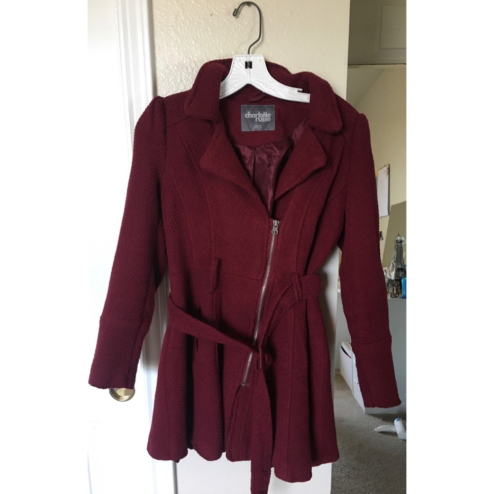 Wine Red 3/4 Sleeve Jacket